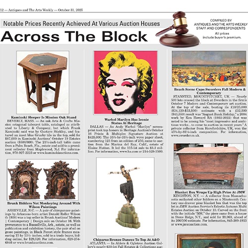 Notable Prices Recently Achieved At Various Auction Houses